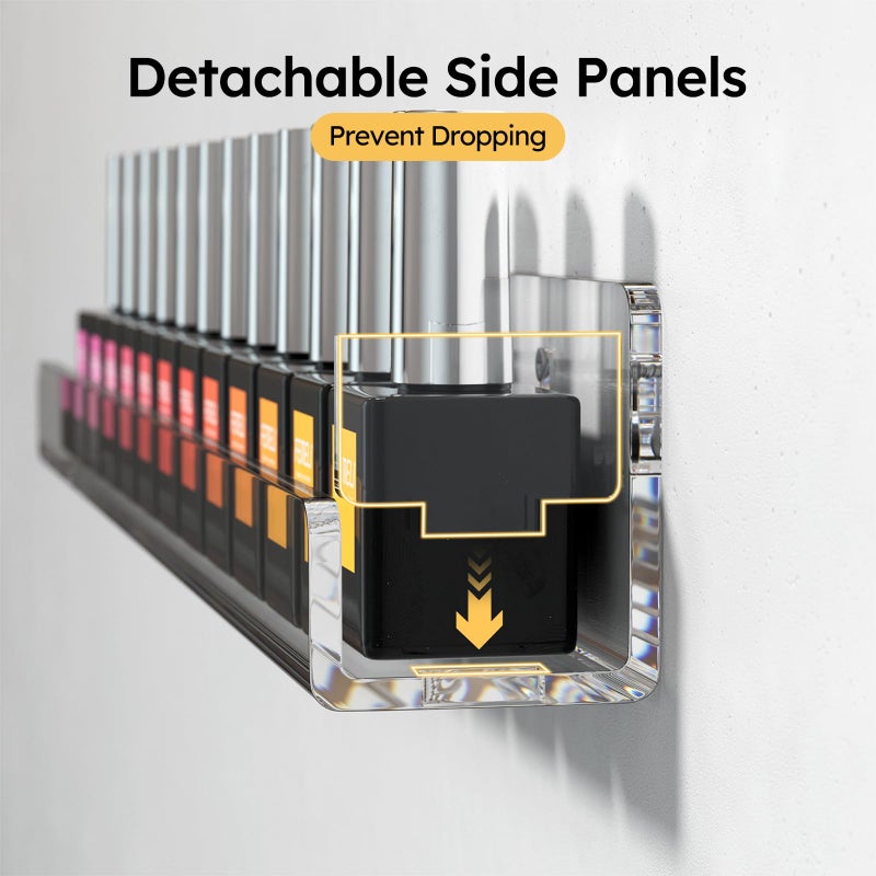 FEMELI Acrylic Clear Nail Polish Wall Rack: 12pcs Organizer Holder Display Shelves - 15 Inch - Image 2
